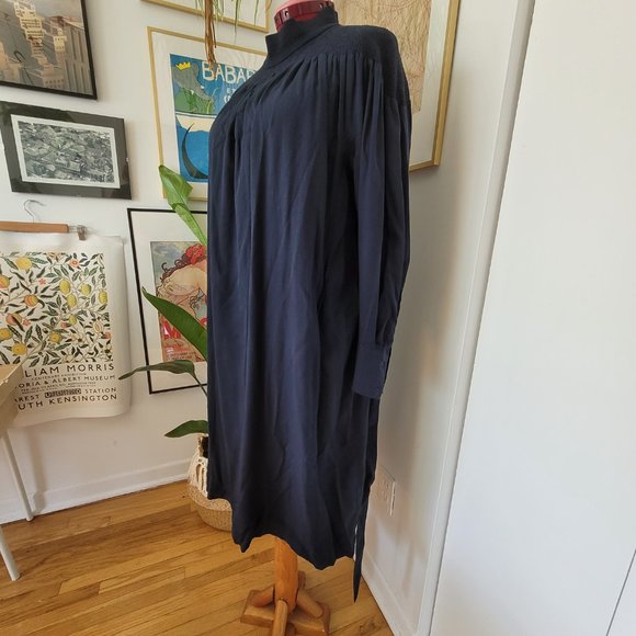 UNIQLO Women’s L Midi Belted Dress with Smocked Collar - Picture 3 of 7